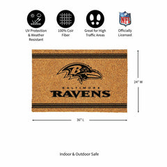 Baltimore Ravens Large One Color Coir Mat, 36"x24", NFL