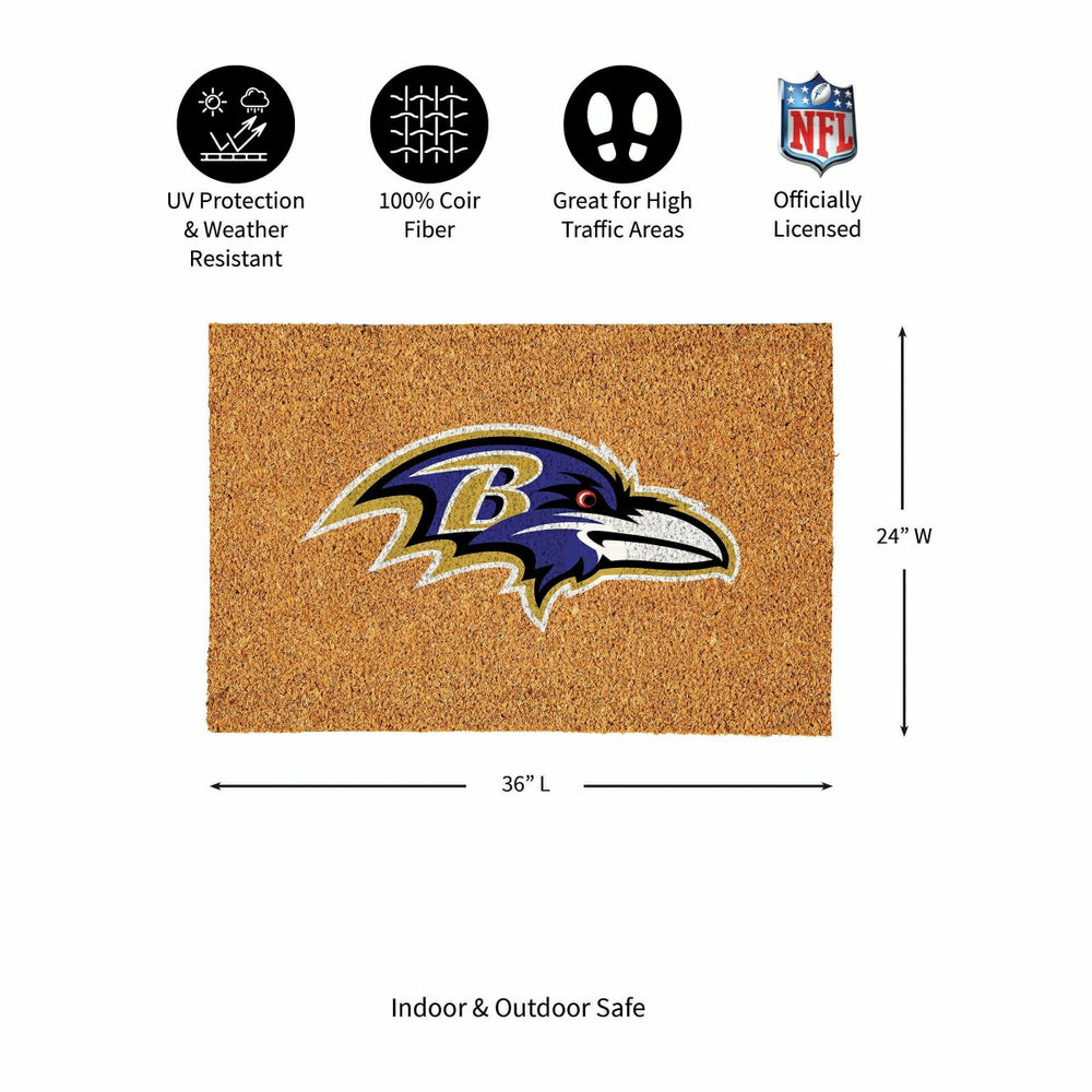 Baltimore Ravens Large Full Color Coir Mat, 36"x24", NFL