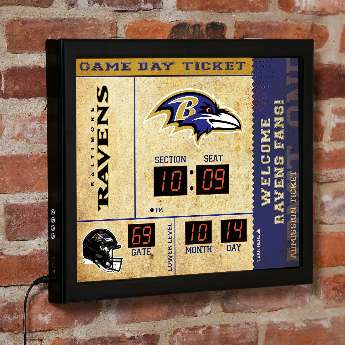 Scoreboard Wall Clock, Baltimore Ravens, NFL, Home