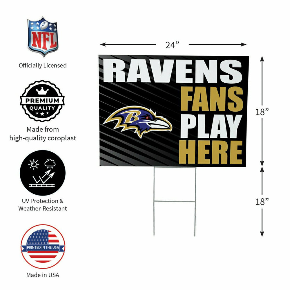 Baltimore Ravens Coroplast Yard Sign "Fans Play Here", NFL, Home
