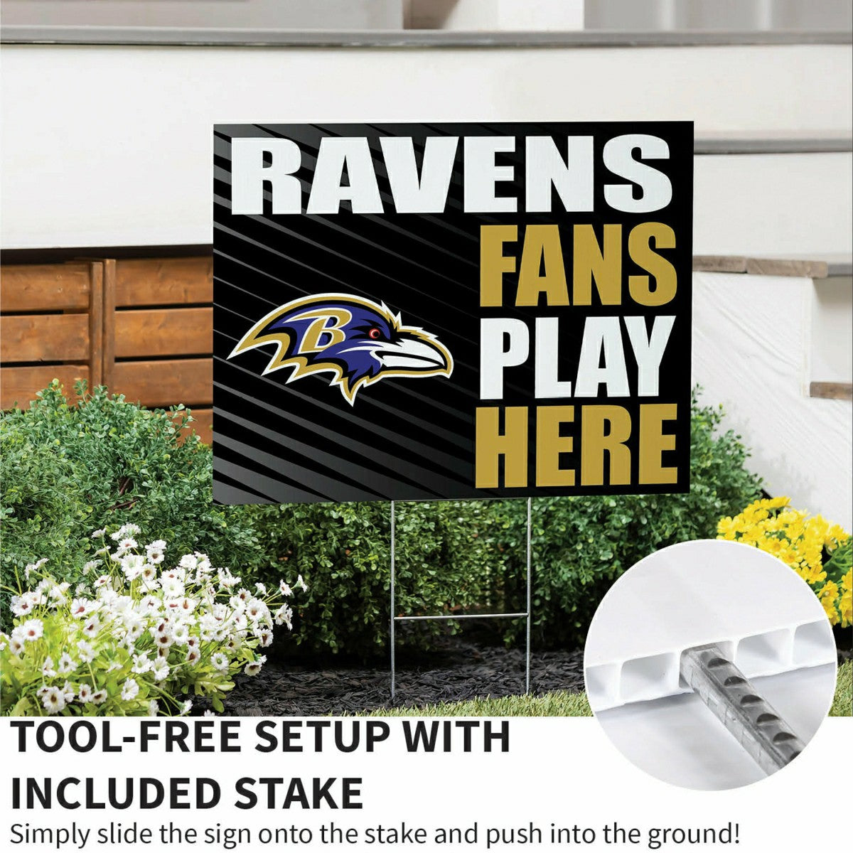 Baltimore Ravens Coroplast Yard Sign "Fans Play Here", NFL, Home