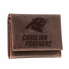 Carolina Panthers, Tri-Fold Wallet, Brown, CH, 100% Genuine Leather, NFL, Home