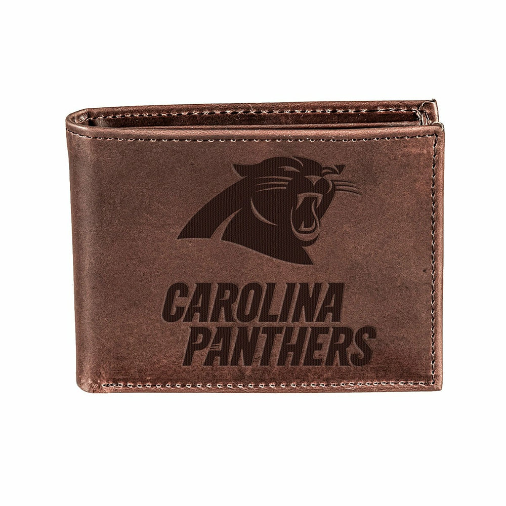 Carolina Panthers, Bi-Fold Wallet, Brown, CH, 100% Genuine Leather, NFL, Home