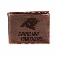Carolina Panthers, Bi-Fold Wallet, Brown, CH, 100% Genuine Leather, NFL, Home