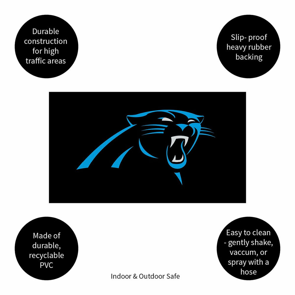 Full Color PVC Mat, 16" x 28", Carolina Panthers, NFL