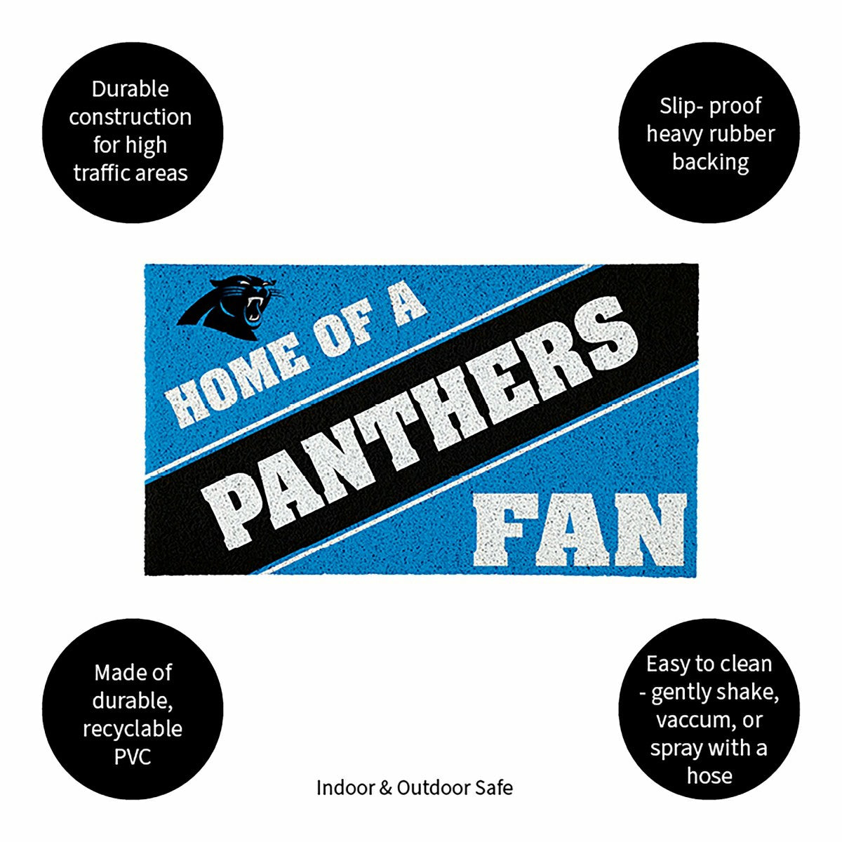 Carolina Panthers, PVC Mat COLOR, Home of a Fan, NFL