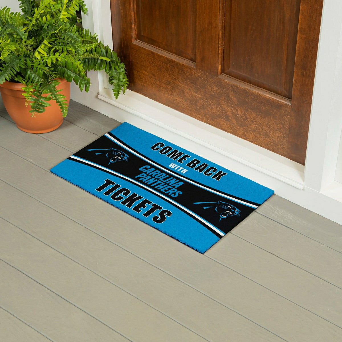 28" x 16" PVC Trapper Mat, Come Back with Tickets, Carolina Panthers, NFL