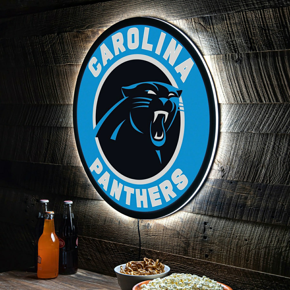 LED Wall Decor, Round, Carolina Panthers, NFL, Home