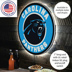 LED Wall Decor, Round, Carolina Panthers, NFL, Home