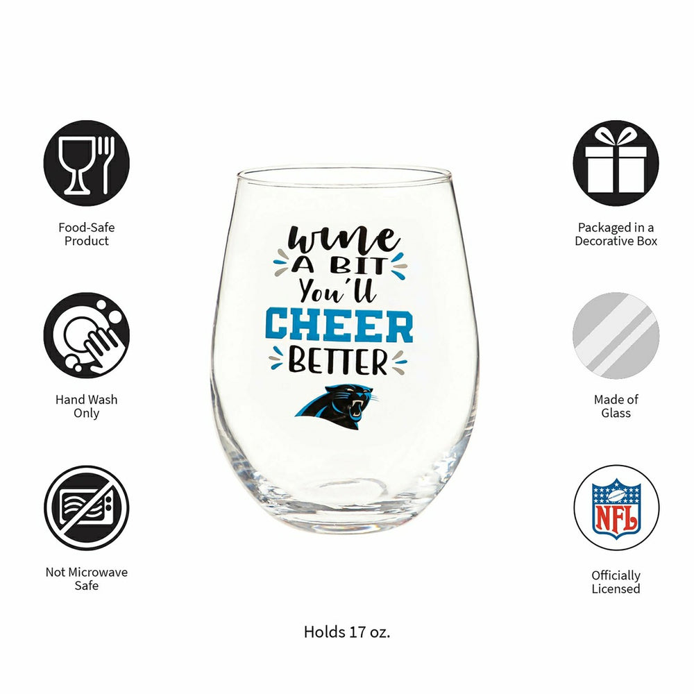 Carolina Panthers, 17oz Boxed Stemless Wine, NFL, Home