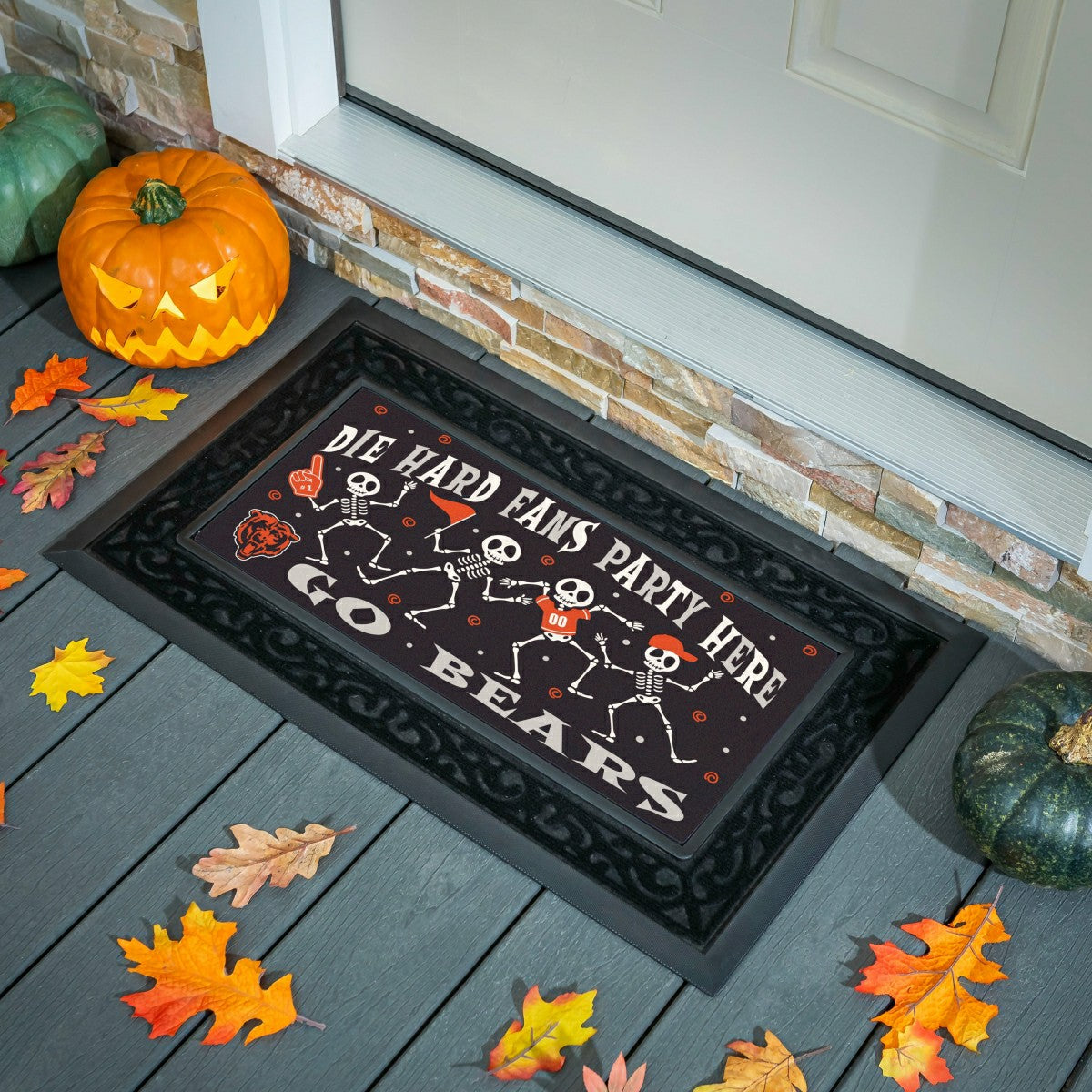 Chicago Bears Flocked Coir Halloween Sassafras Switch Mat, 22"x10", NFL