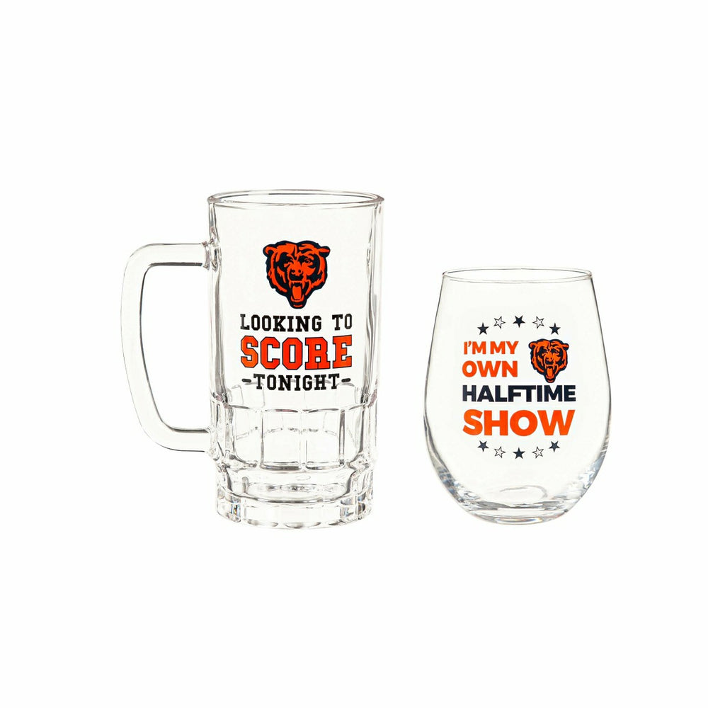 Chicago Bears, Stemless 17OZ Wine & Beer 16 OZ Gift Set, NFL, Home