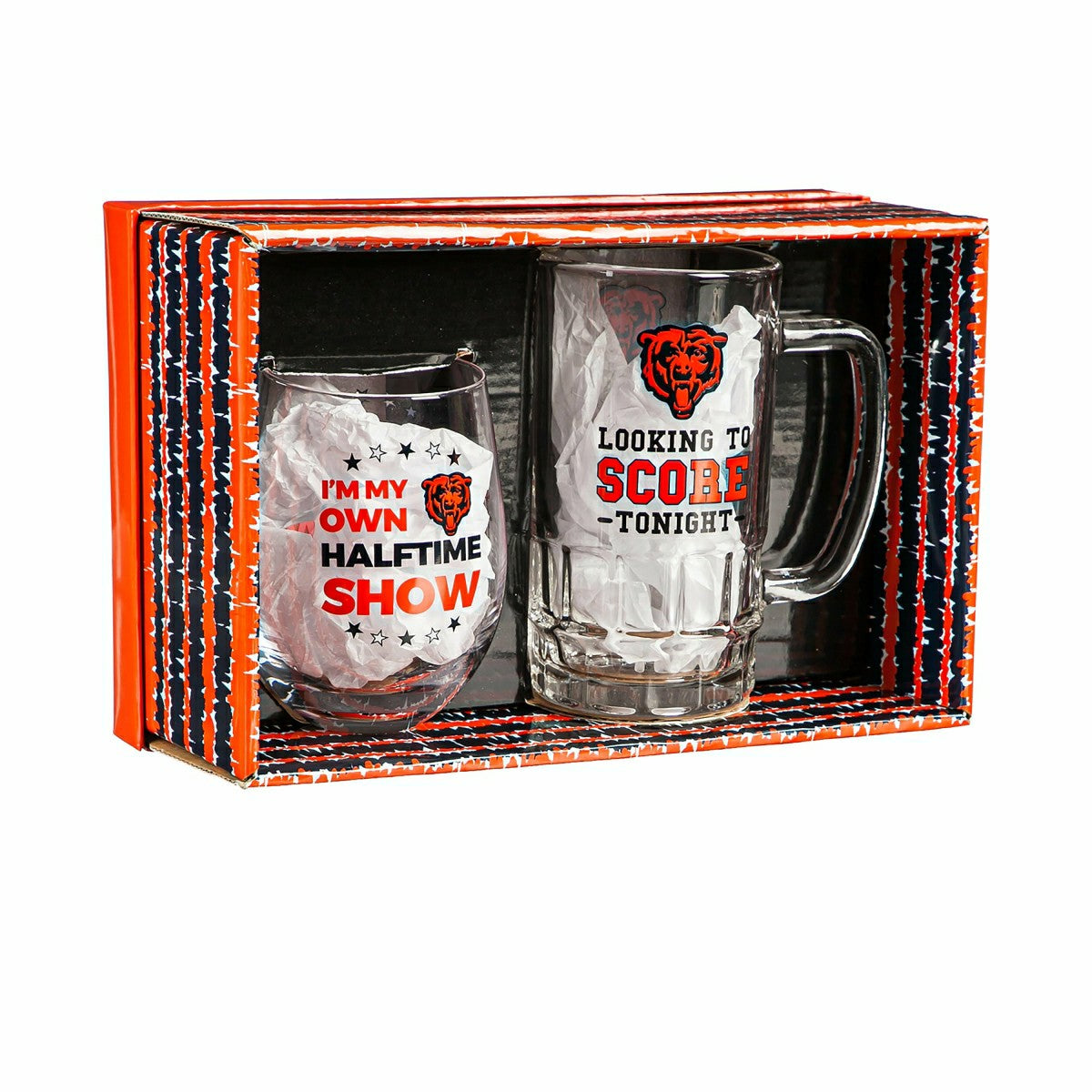 Chicago Bears, Stemless 17OZ Wine & Beer 16 OZ Gift Set, NFL, Home
