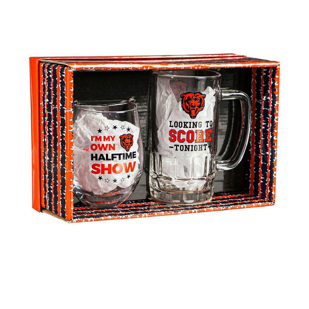 Chicago Bears, Stemless 17OZ Wine & Beer 16 OZ Gift Set, NFL, Home
