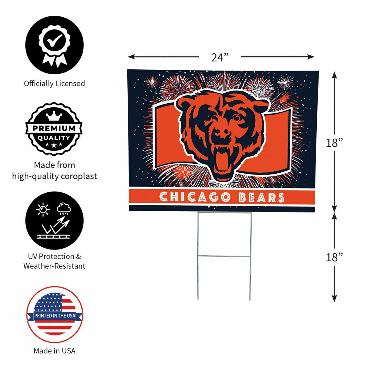 Chicago Bears Yard Sign, Patriotic, NFL, Home