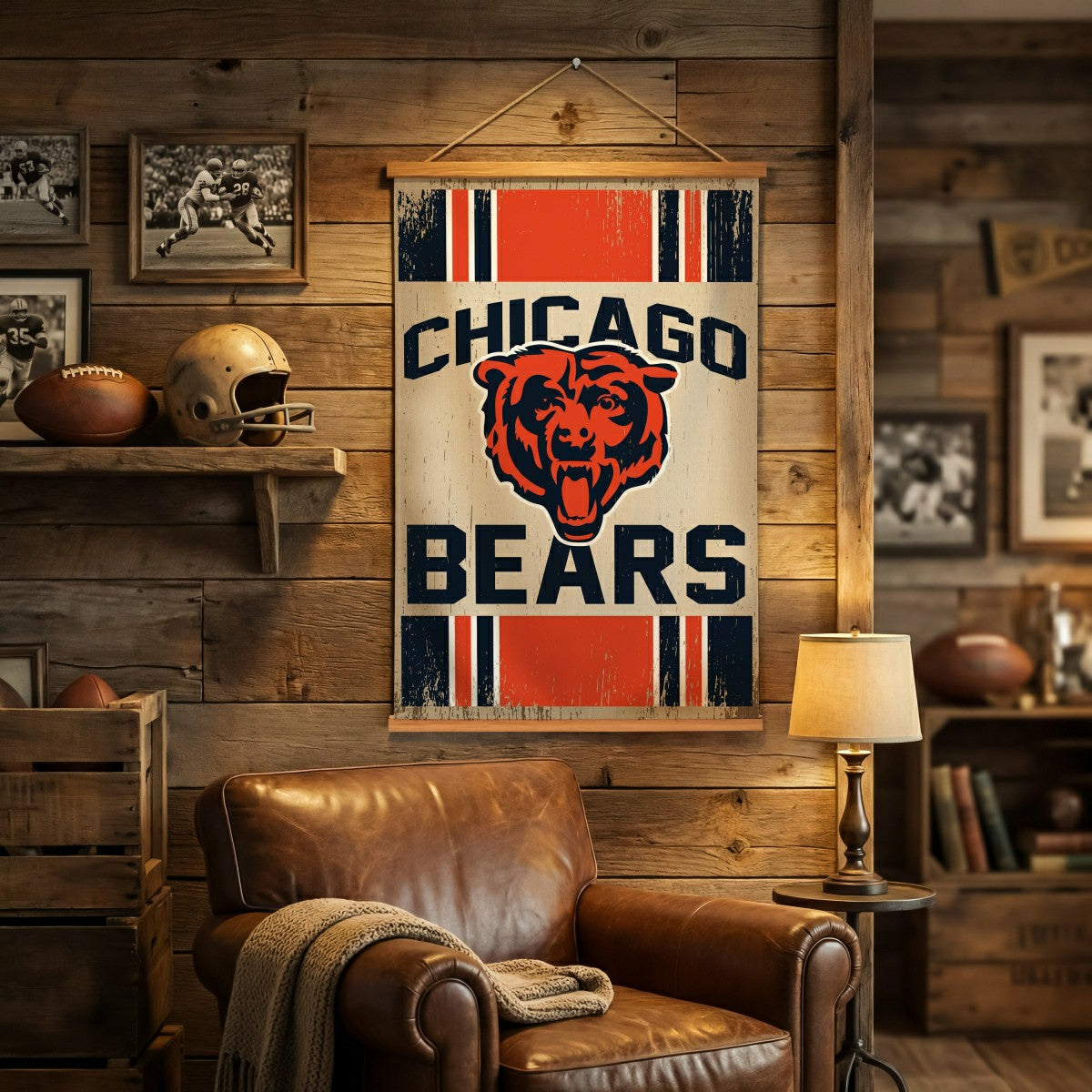 Chicago Bears, Canvas Wall Tapestry, Medium, 36x24, NFL, Home