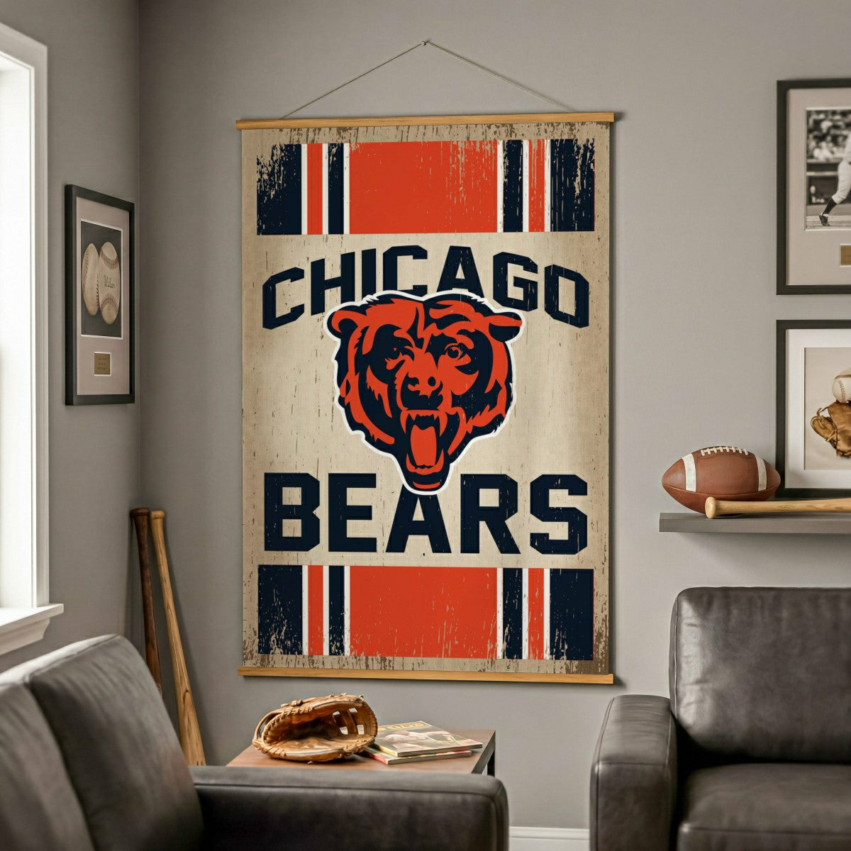 Chicago Bears, Canvas Wall Tapestry, Large, 54x36, NFL, Home