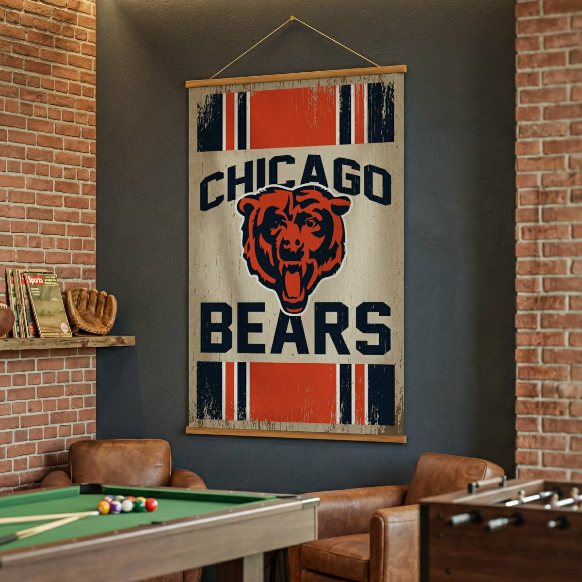 Chicago Bears, Canvas Wall Tapestry, Large, 54x36, NFL, Home
