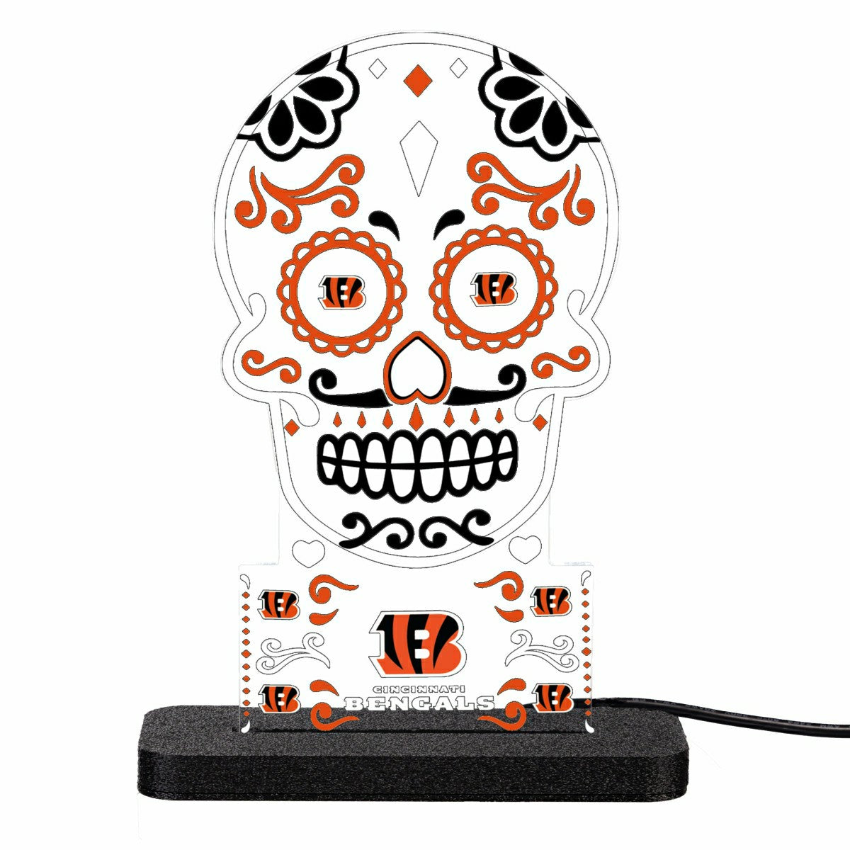 Cincinnati Bengals NFL Football Sugar Skull Desklite LED Decor, NFL, Home