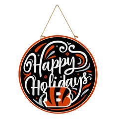 Cincinnati Bengals Holiday Round Door Décor with Hanging Rope, 18x18, NFL, Home