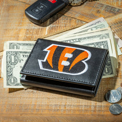 Cincinnati Bengals Black Tri-Fold Embroidered Wallet w/ RFID Blocking, NFL, Home