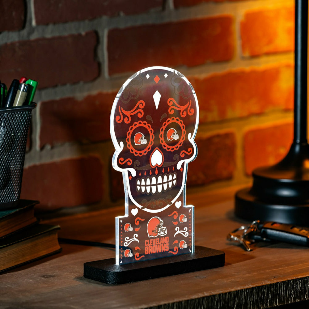 Cleveland Browns NFL Football Sugar Skull Desklite LED Decor, NFL, Home