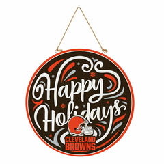Cleveland Browns Holiday Round Door Décor with Hanging Rope, 18x18, NFL, Home