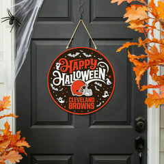 Cleveland Browns Halloween Round Door Décor with Hanging Rope, 18x18, NFL, Home