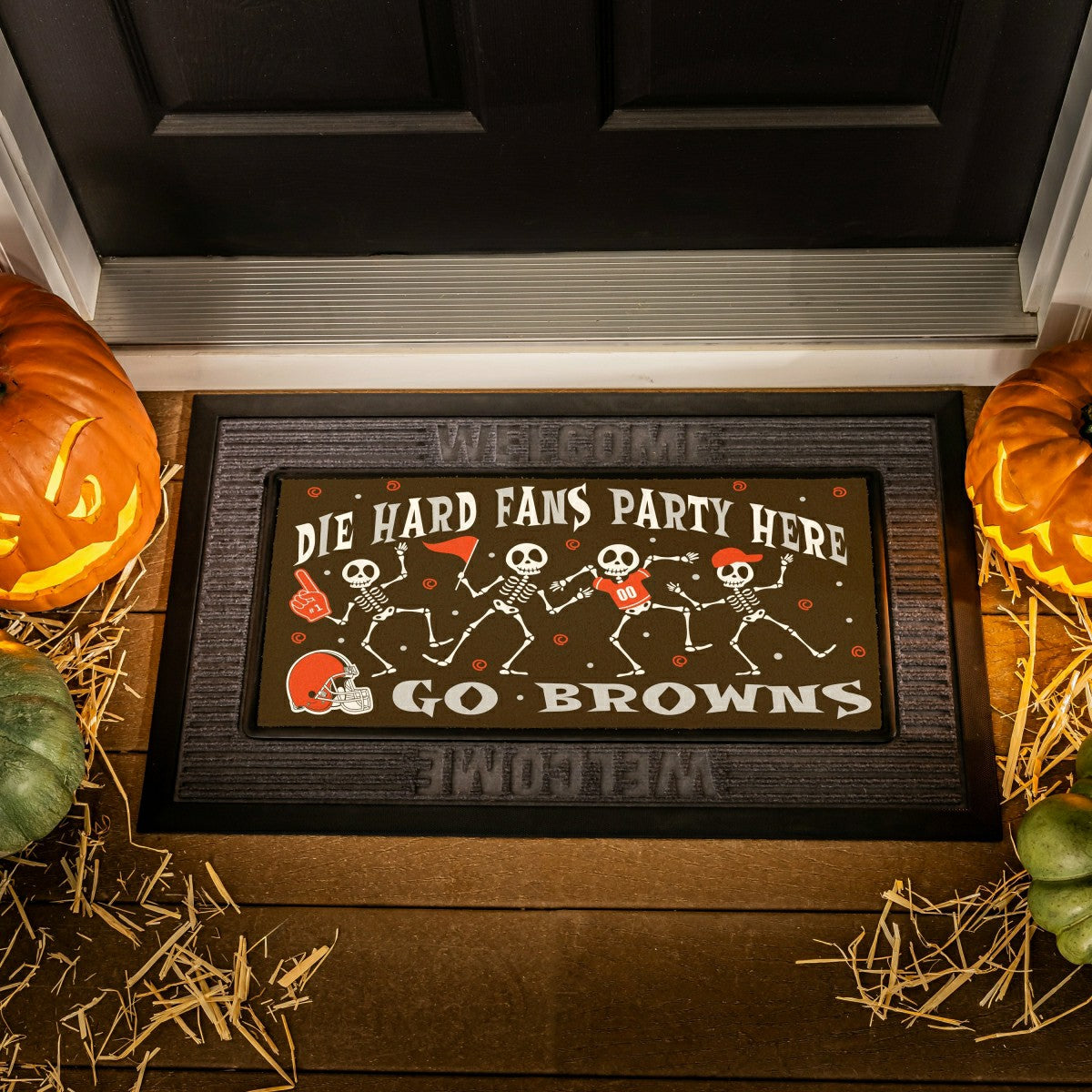 Cleveland Browns Flocked Coir Halloween Sassafras Switch Mat, 22"x10", NFL