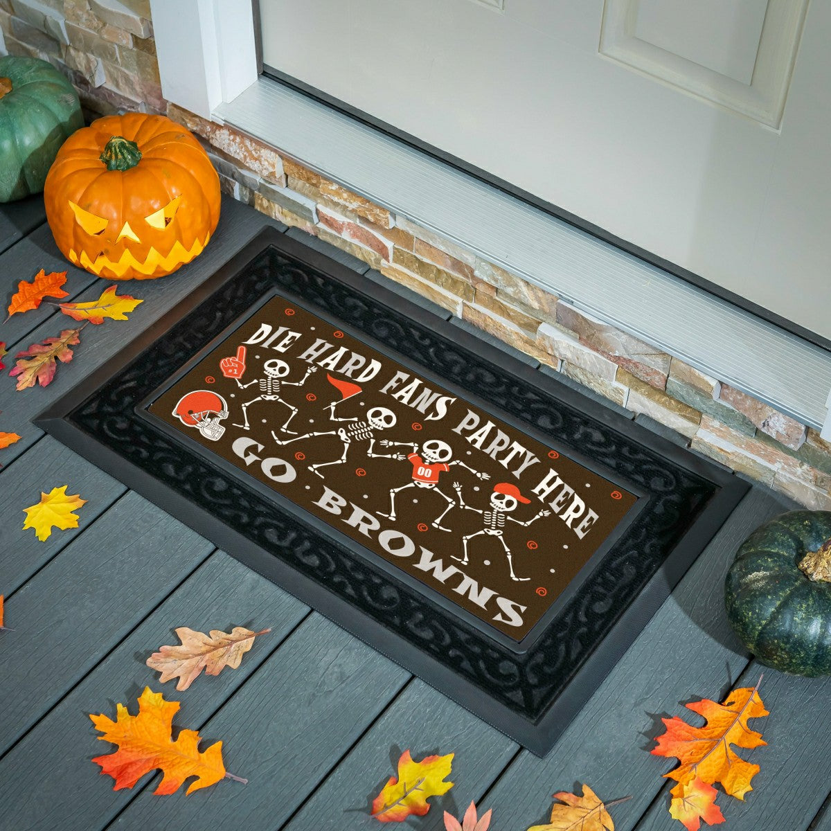 Cleveland Browns Flocked Coir Halloween Sassafras Switch Mat, 22"x10", NFL