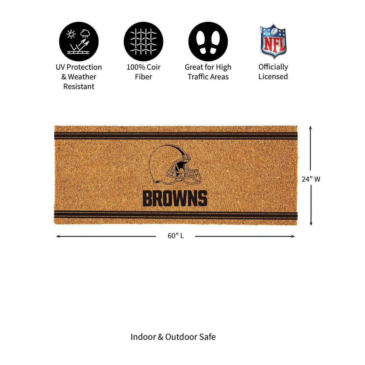 Cleveland Browns Extra Large One Color Coir Mat, 60"x24", NFL