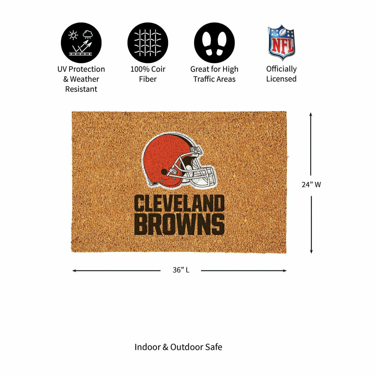 Cleveland Browns Large Full Color Coir Mat, 36"x24", NFL