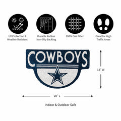 NFL Shaped Coir Door Mat, Cowboys, NFL