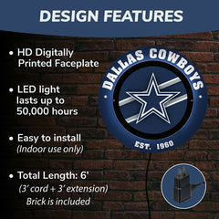 Dallas Cowboys, Metal Lite, Round, NFL