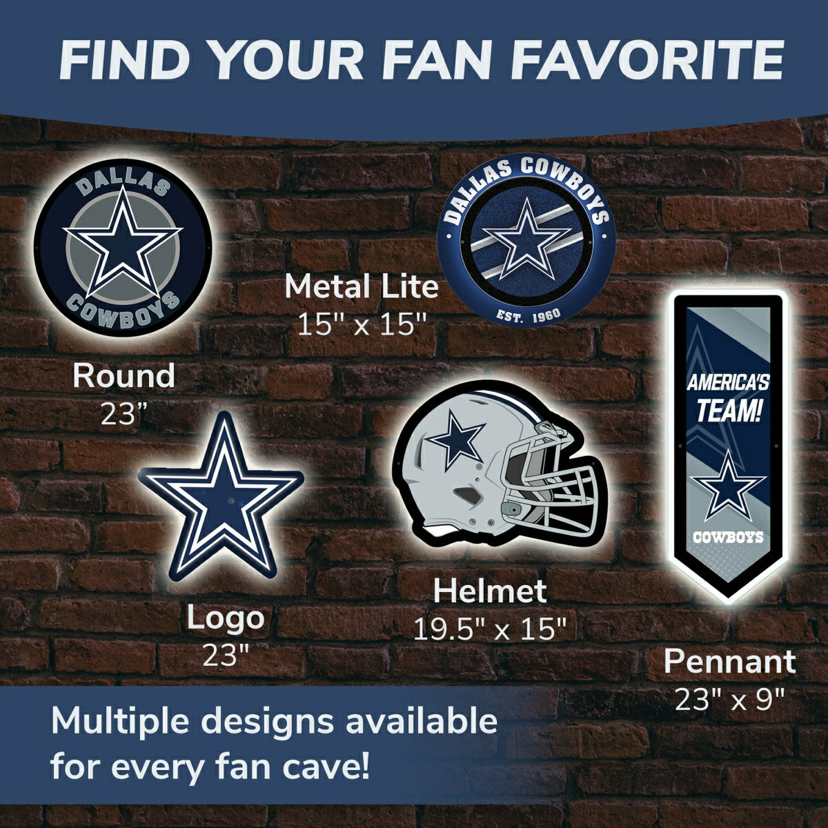 Dallas Cowboys, Metal Lite, Round, NFL