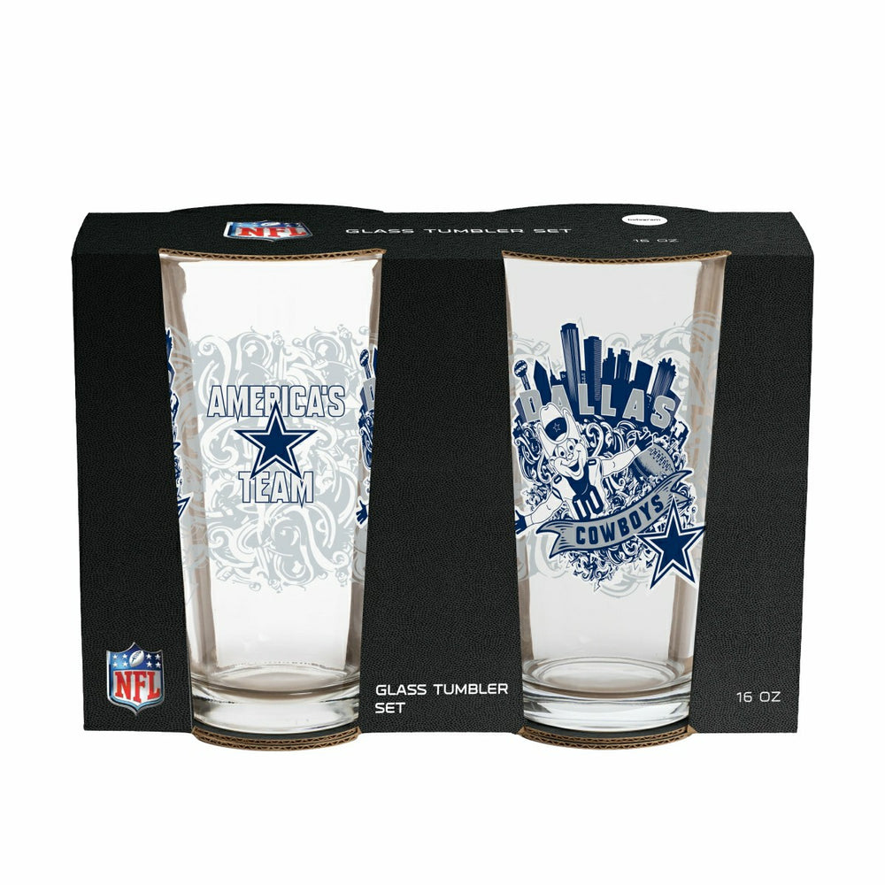 Dallas Cowboys 16oz Glass pint, Set of 2, NFL, Home