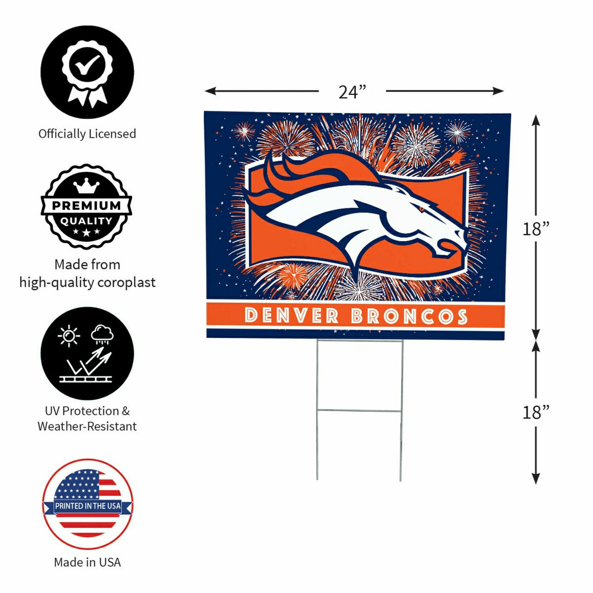 Denver Broncos Yard Sign, Patriotic, NFL, Home