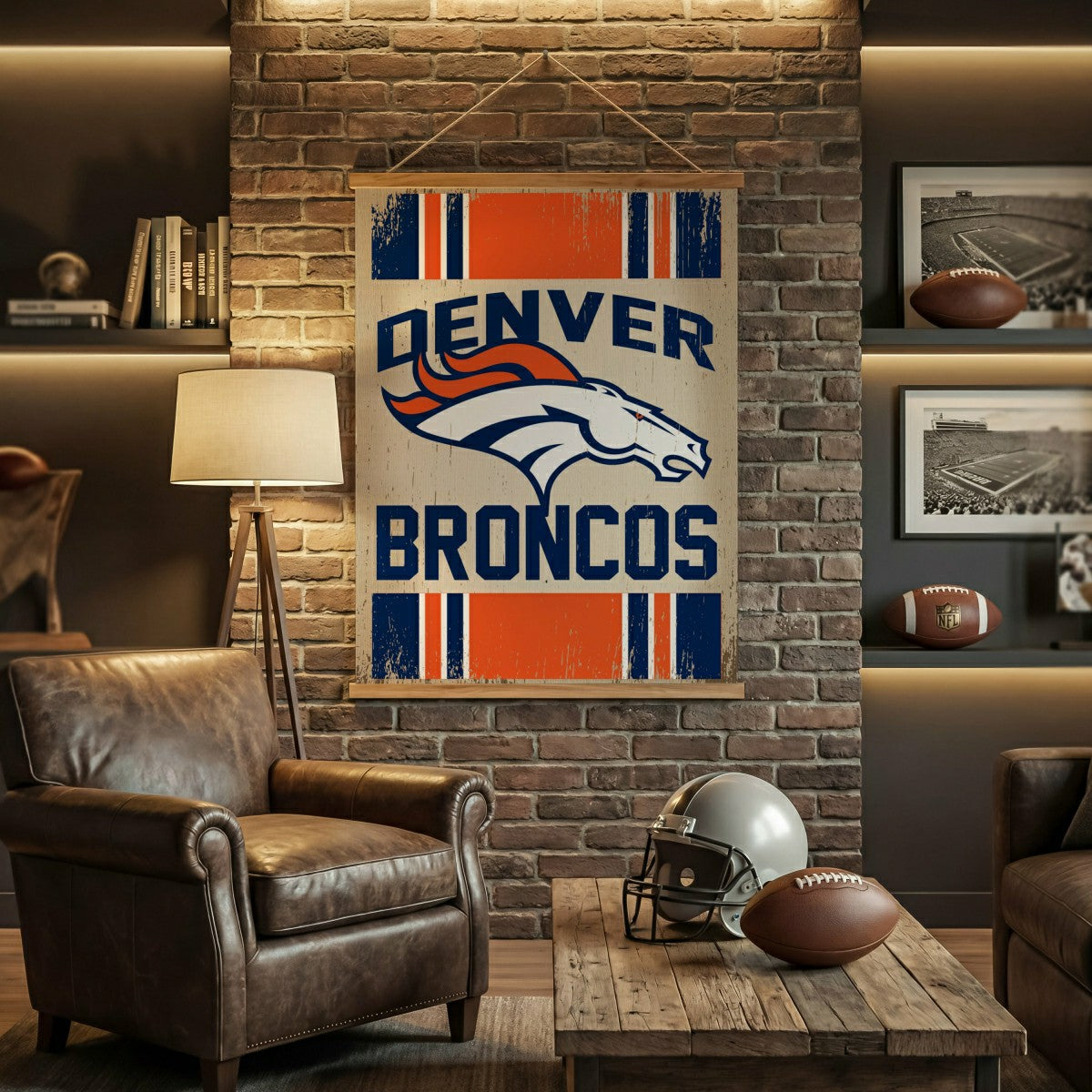 Denver Broncos, Canvas Wall Tapestry, Large, 54x36, NFL, Home