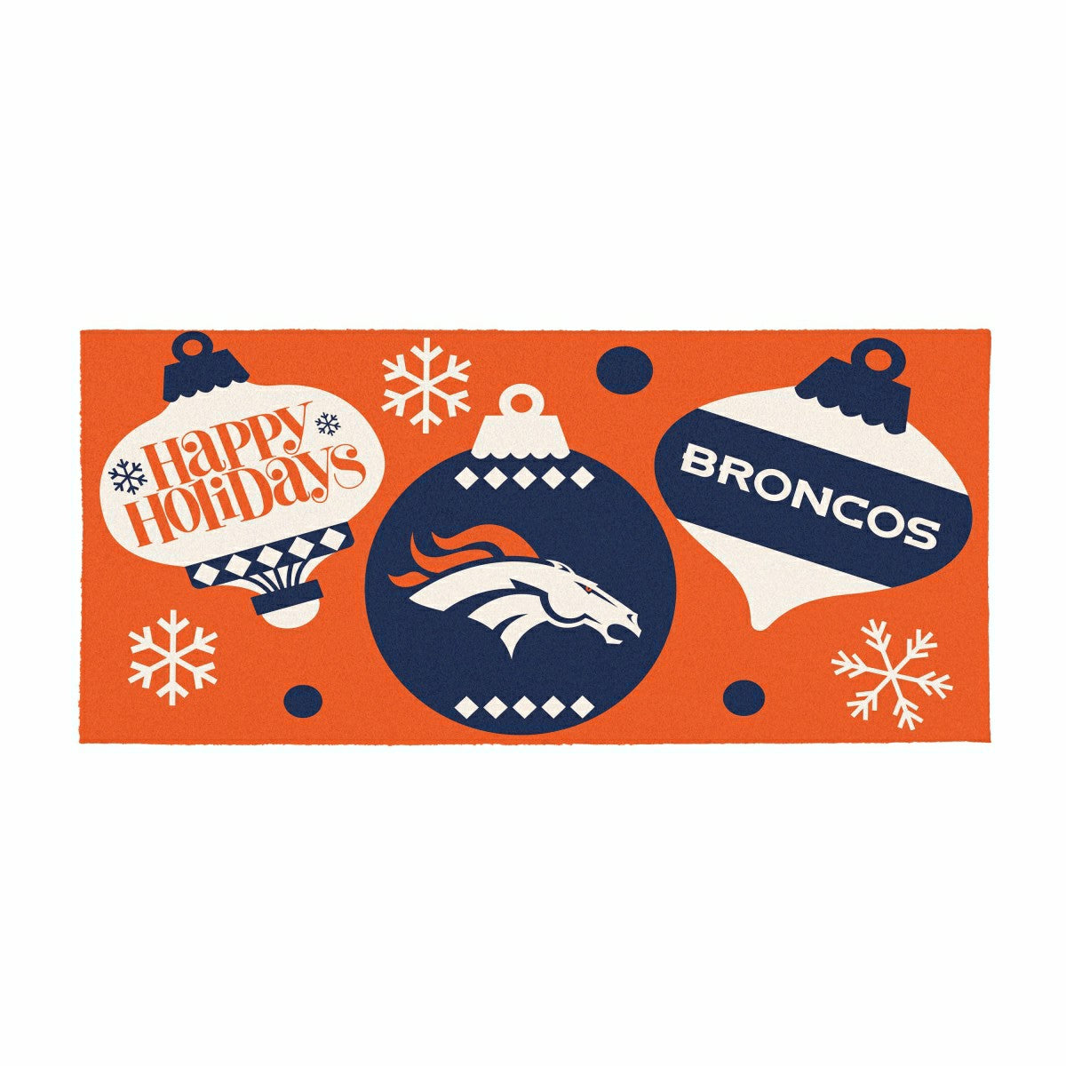 Denver Broncos Holiday Flocked Coir Sassafras Switch Mat, 22"x10", NFL