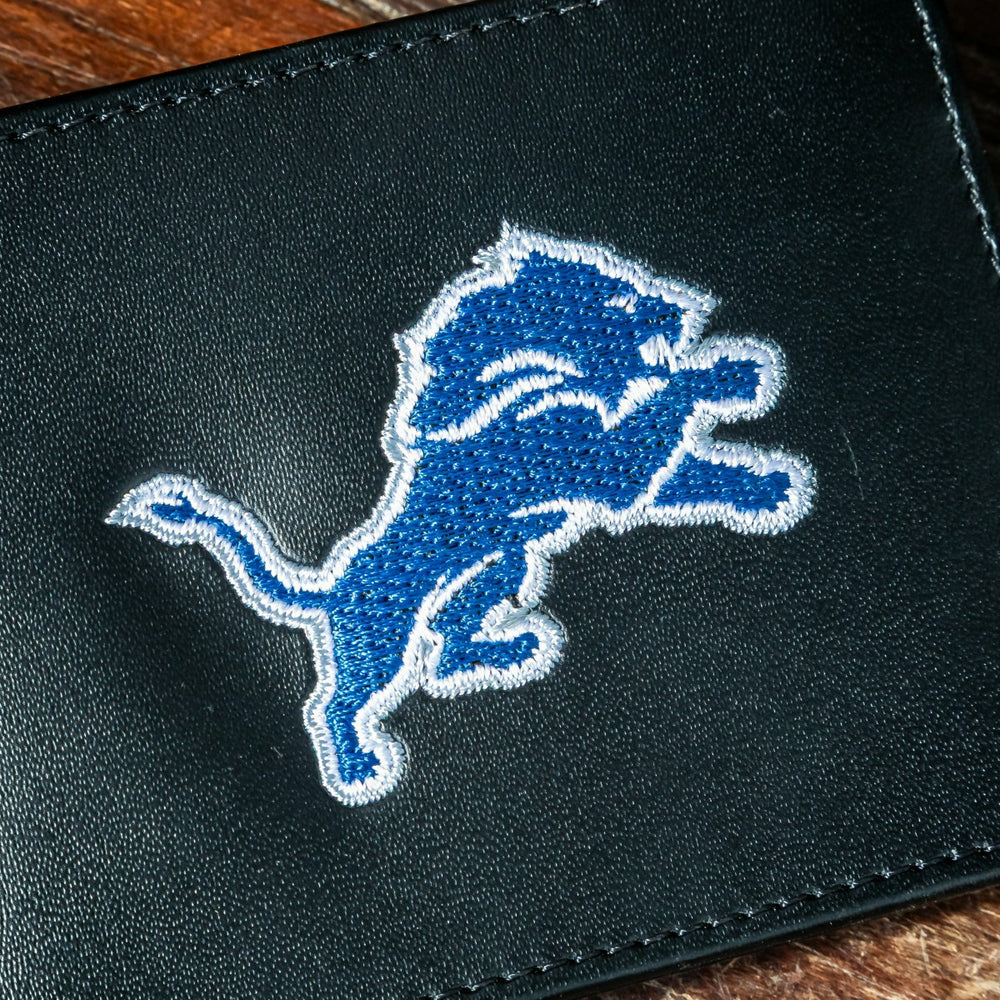 Detroit Lions Black Bi-Fold Embroidered Wallet w/ RFID Blocking, NFL, Home