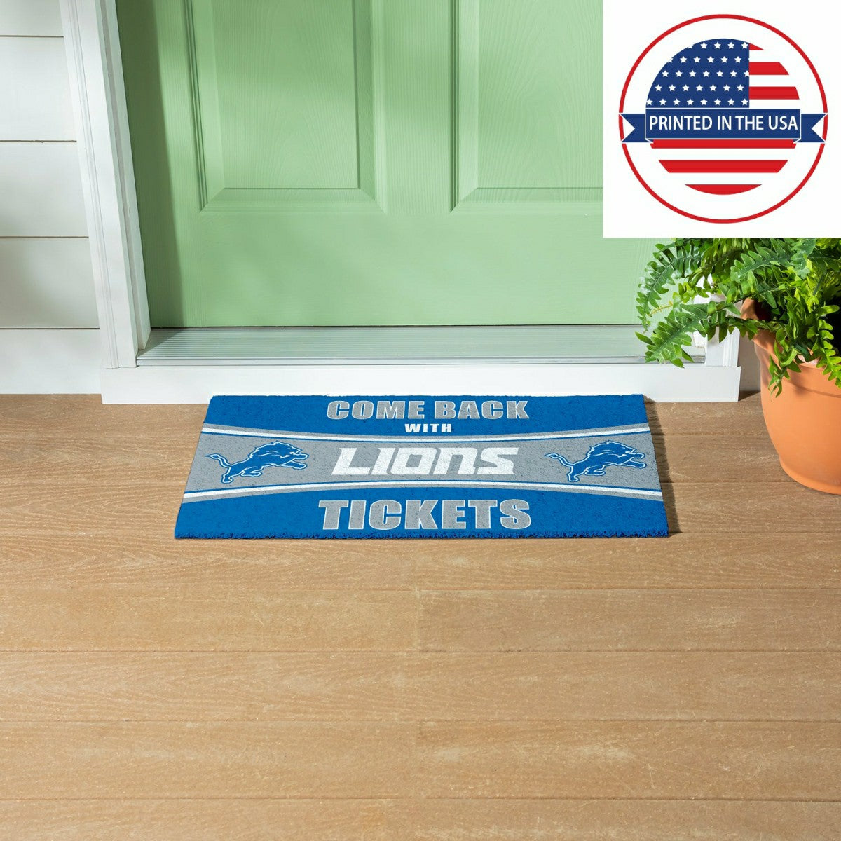 28" x 16" PVC Trapper Mat, Come Back with Tickets, Detroit Lions, NFL