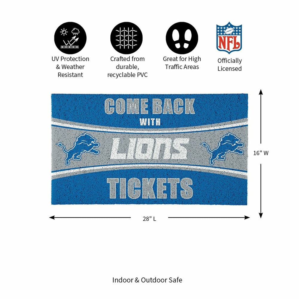 28" x 16" PVC Trapper Mat, Come Back with Tickets, Detroit Lions, NFL