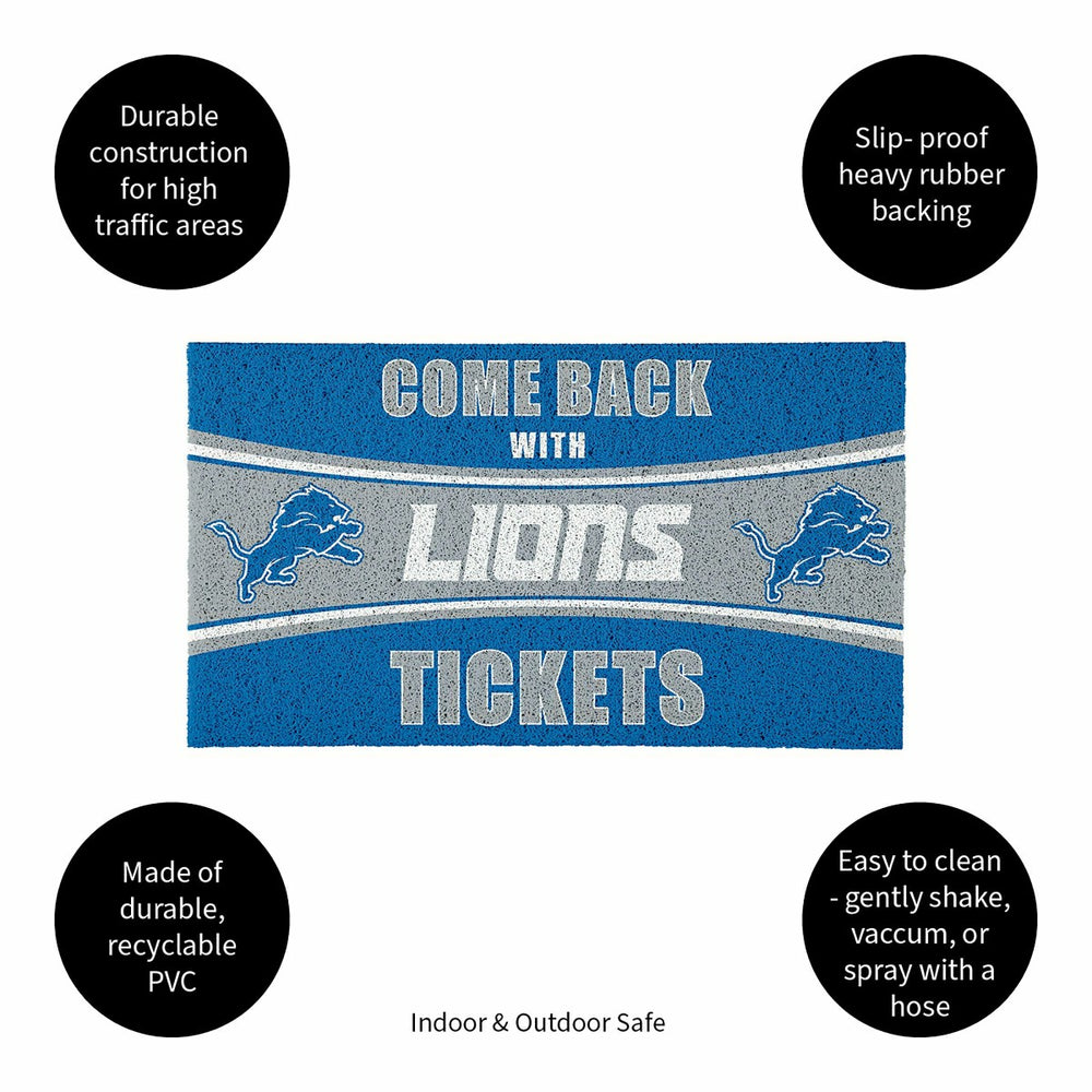 28" x 16" PVC Trapper Mat, Come Back with Tickets, Detroit Lions, NFL