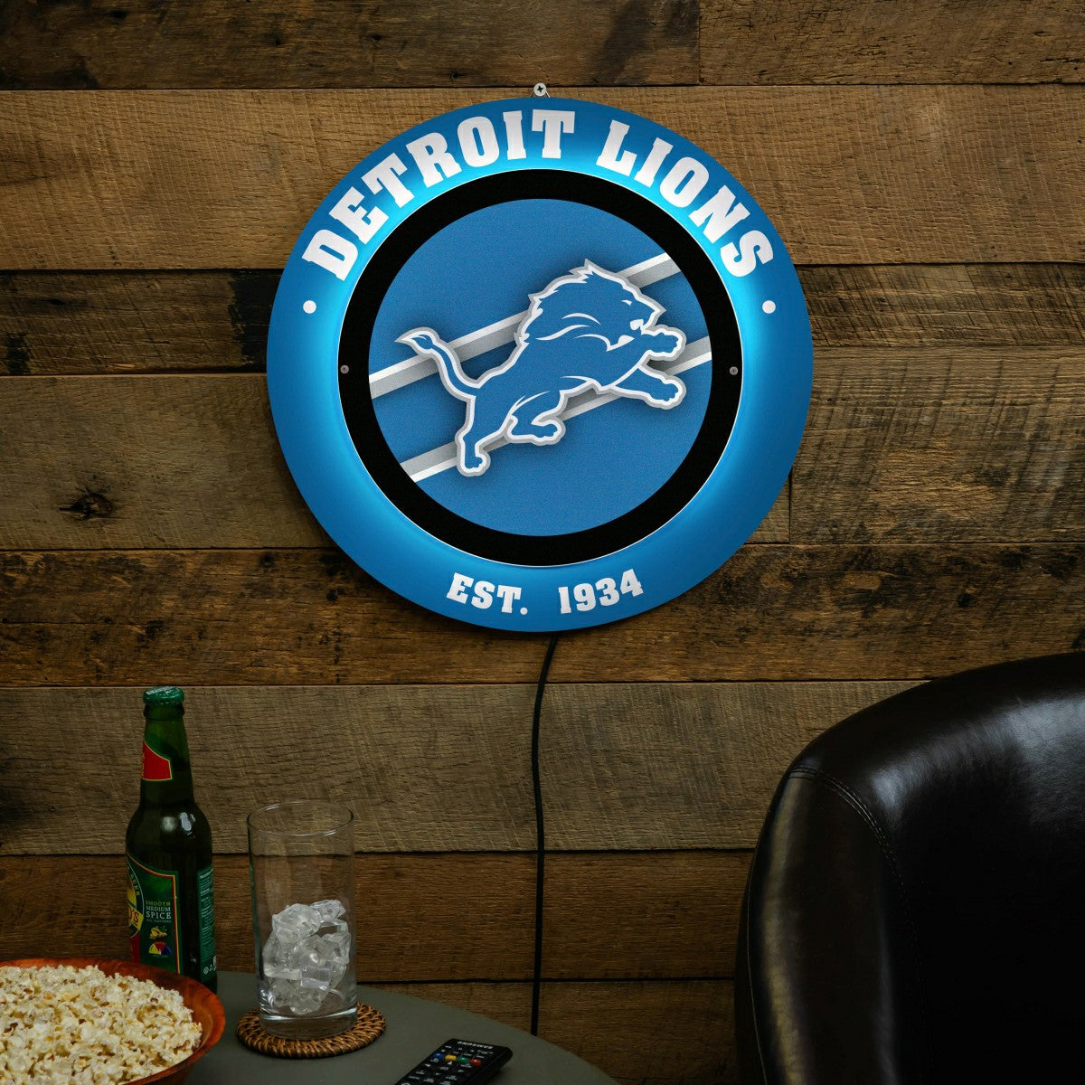 Detroit Lions, Metal Lite, Round, NFL