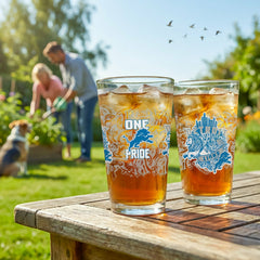 Detroit Lions 16oz Glass pint, Set of 2, NFL, Home