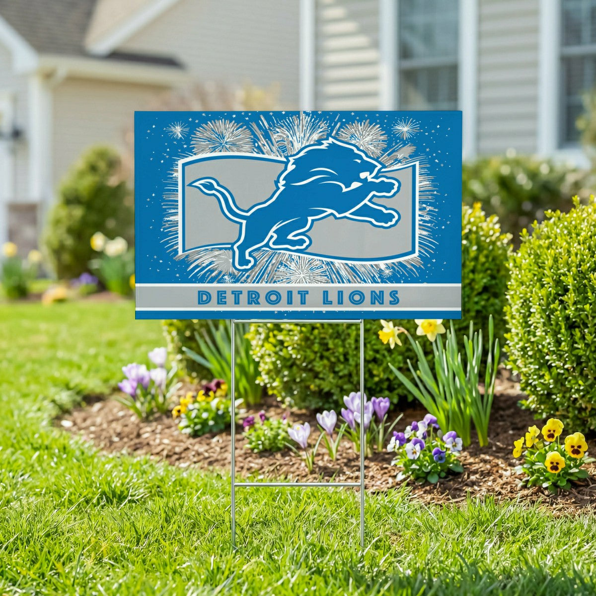 Detroit Lions Yard Sign, Patriotic, NFL, Home