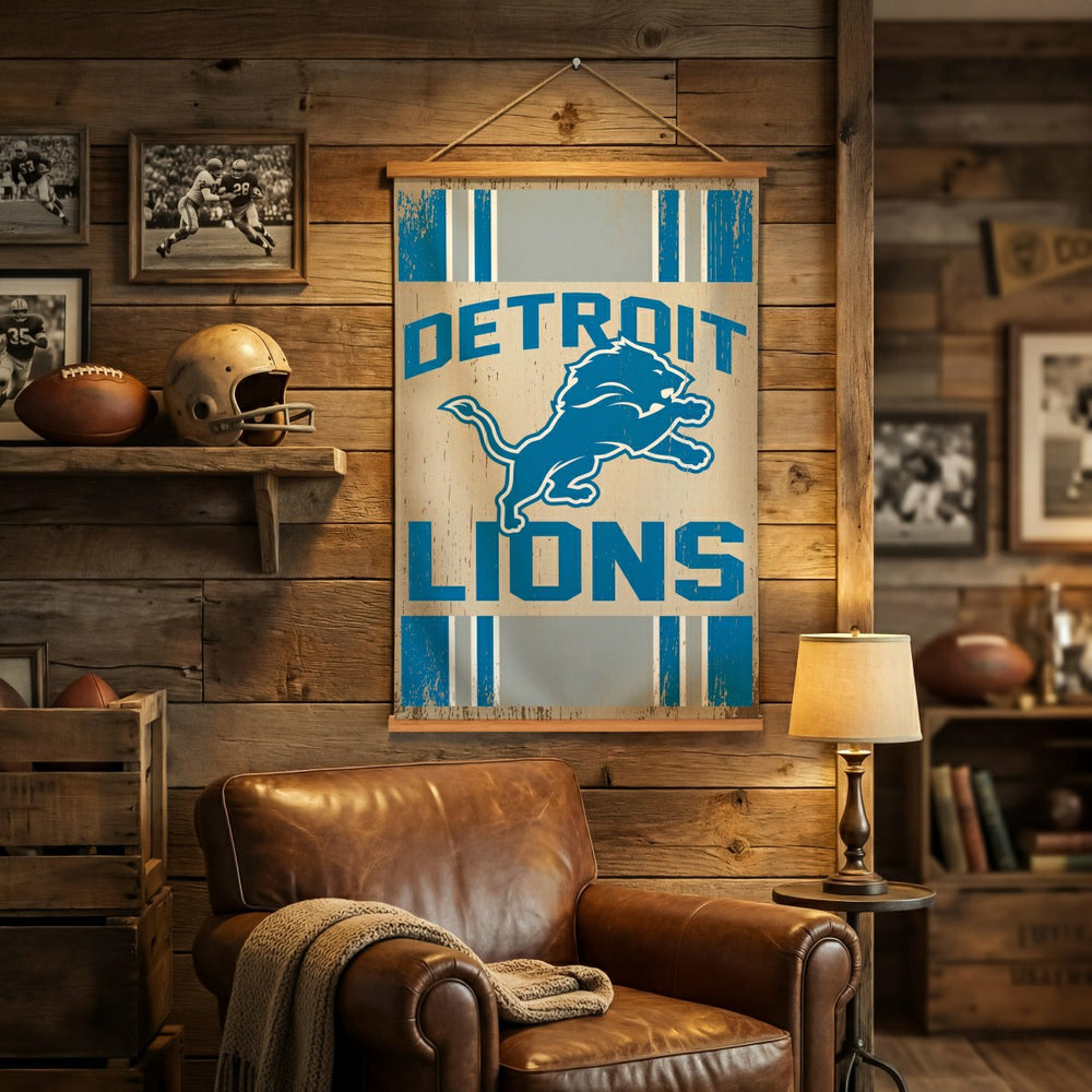 Detroit Lions, Canvas Wall Tapestry, Medium, 36x24, NFL, Home