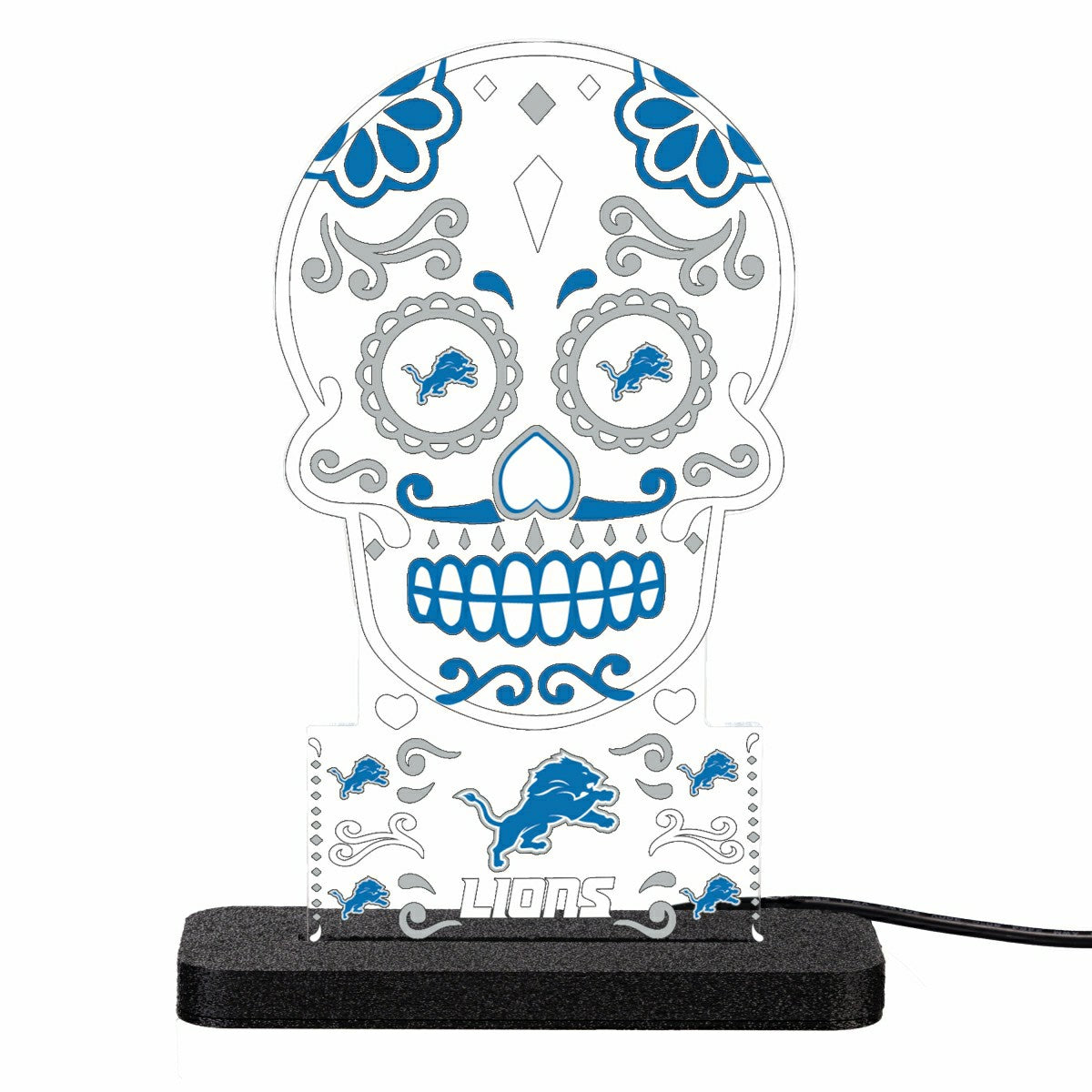 Detroit Lions NFL Football Sugar Skull Desklite LED Decor, NFL, Home