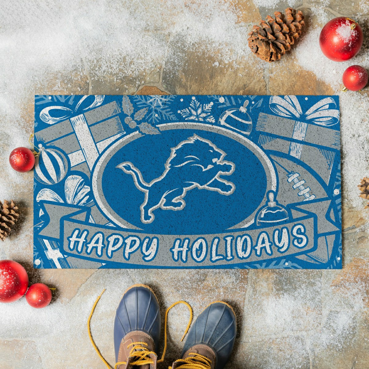 Detroit Lions Holiday PVC Mat, 28"x16", NFL
