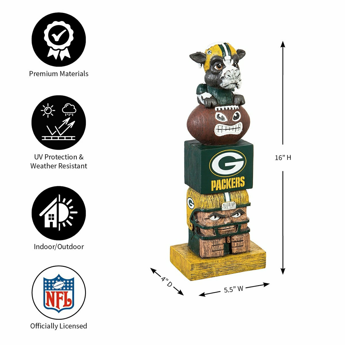 Green Bay Packers Tiki Team Totem Garden Statue, NFL, Home